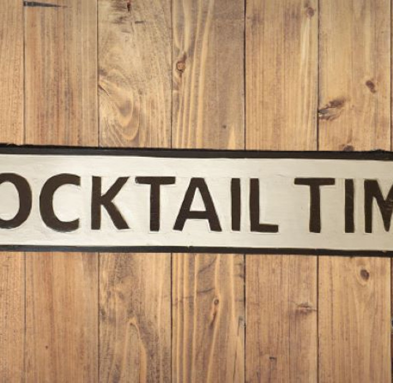 Cocktail Time Wooden Bar Sign